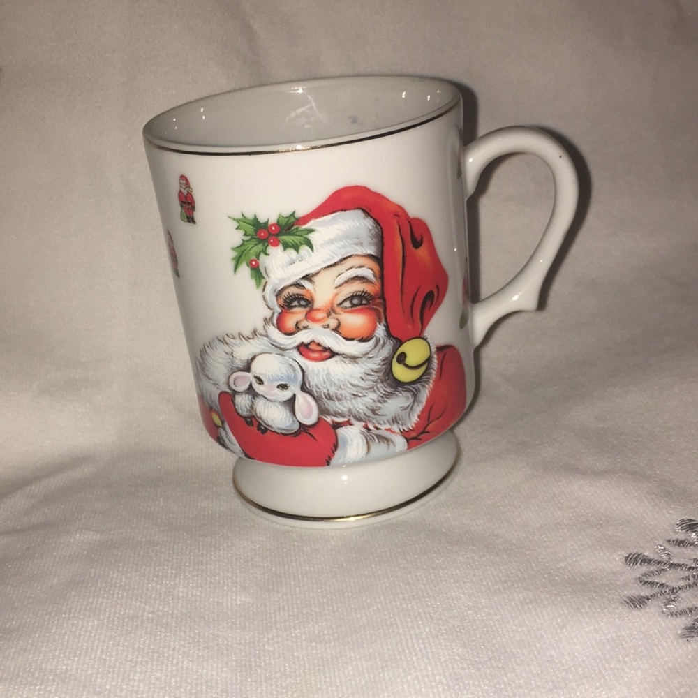 Vintage Lefton footed Santa Claus mug